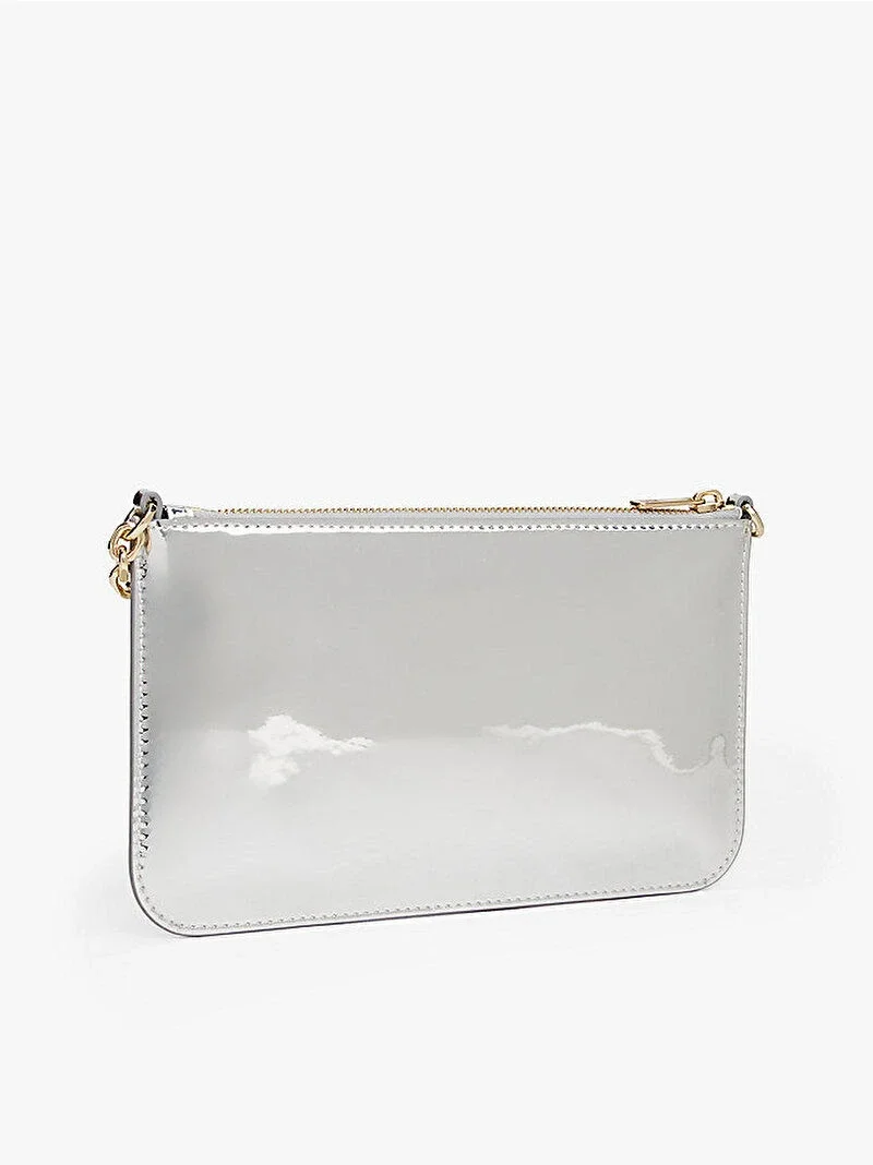 Tommy Hilfiger TH Icon Metalik Zincirli Omuz Kadın Gri Cüzdan AW0AW18219PE6