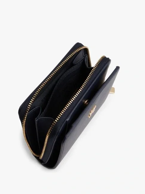 Tommy Hilfiger TH Icon Orta Boy Fermuarlı Kapaklı Kadın Mavi Cüzdan AW0AW17742DW6