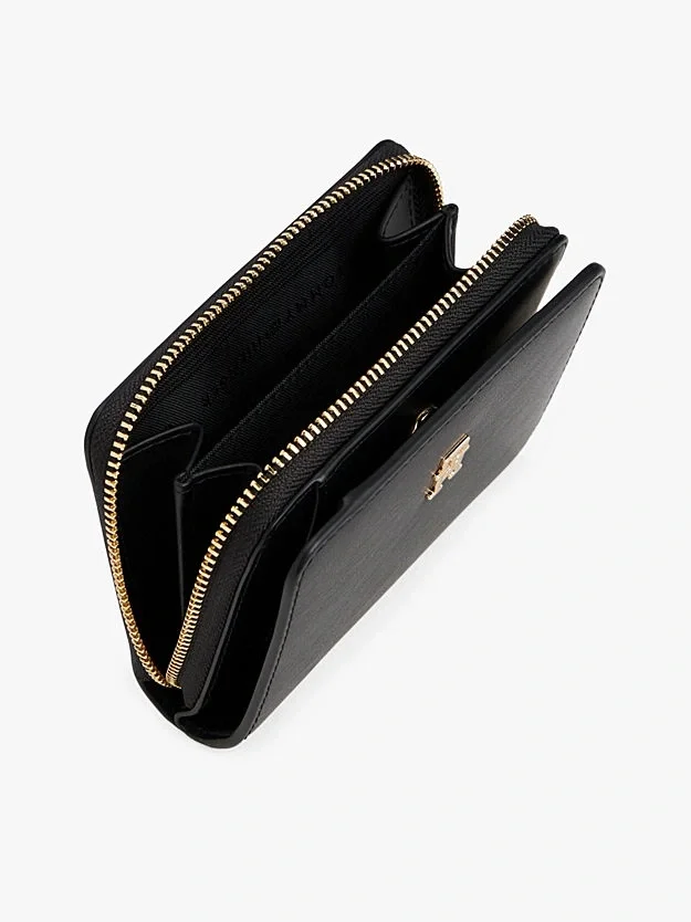 Tommy Hilfiger TH Icon Orta Boy Fermuarlı Kapaklı Kadın Siyah Cüzdan AW0AW17742BDS