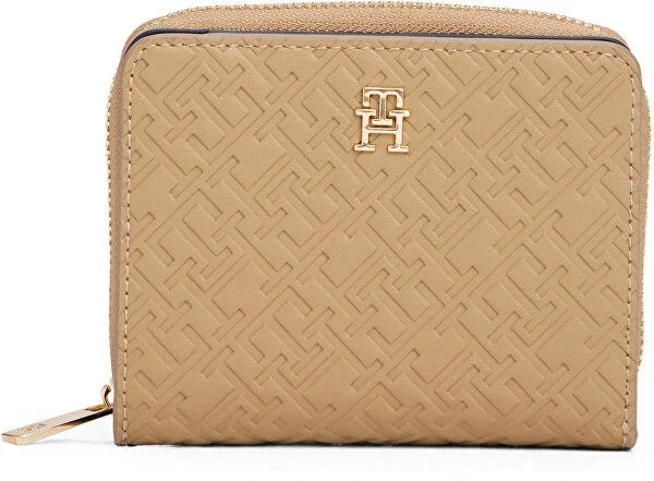 Tommy Hilfiger TH Icon Orta Boy Fermuarlı Monogram Kapaklı Kadın Beyaz Cüzdan AW0AW17743RBC