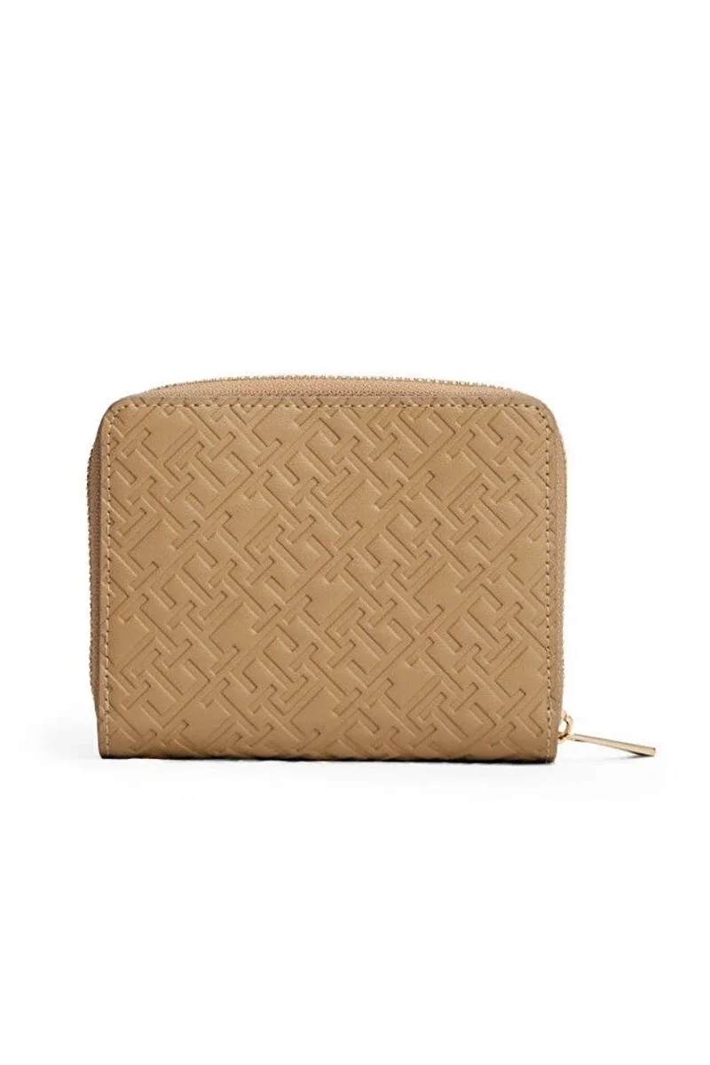 Tommy Hilfiger TH Icon Orta Boy Fermuarlı Monogram Kapaklı Kadın Beyaz Cüzdan AW0AW17743RBC