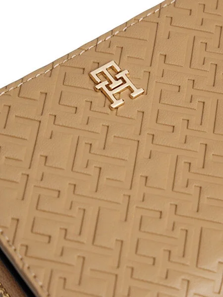 Tommy Hilfiger TH Icon Orta Boy Fermuarlı Monogram Kapaklı Kadın Beyaz Cüzdan AW0AW17743RBC