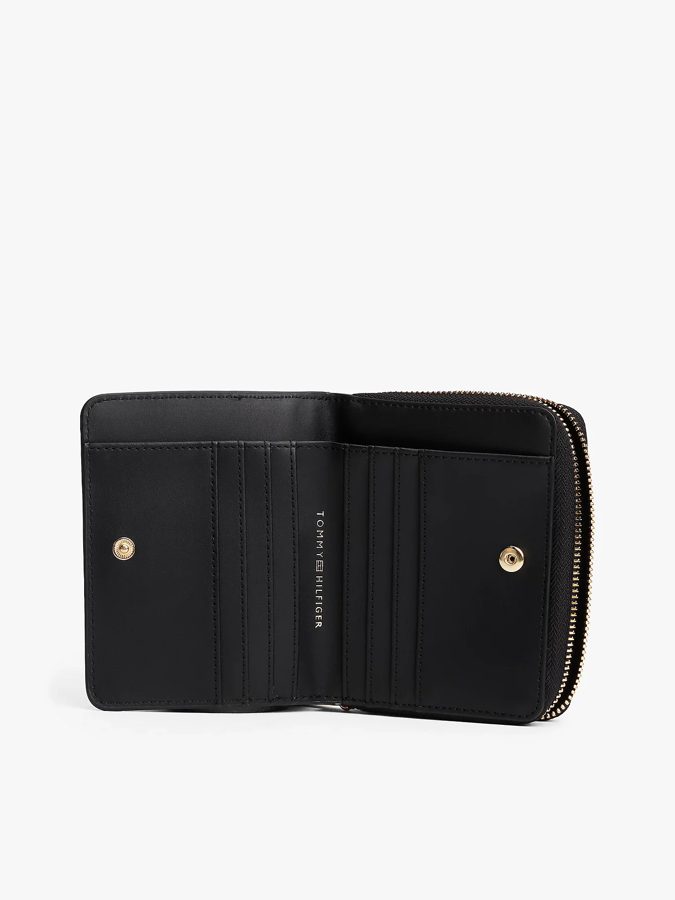 Tommy Hilfiger TH Icon Orta Boy Fermuarlı Monogram Kapaklı Kadın Siyah Cüzdan AW0AW17743BDS