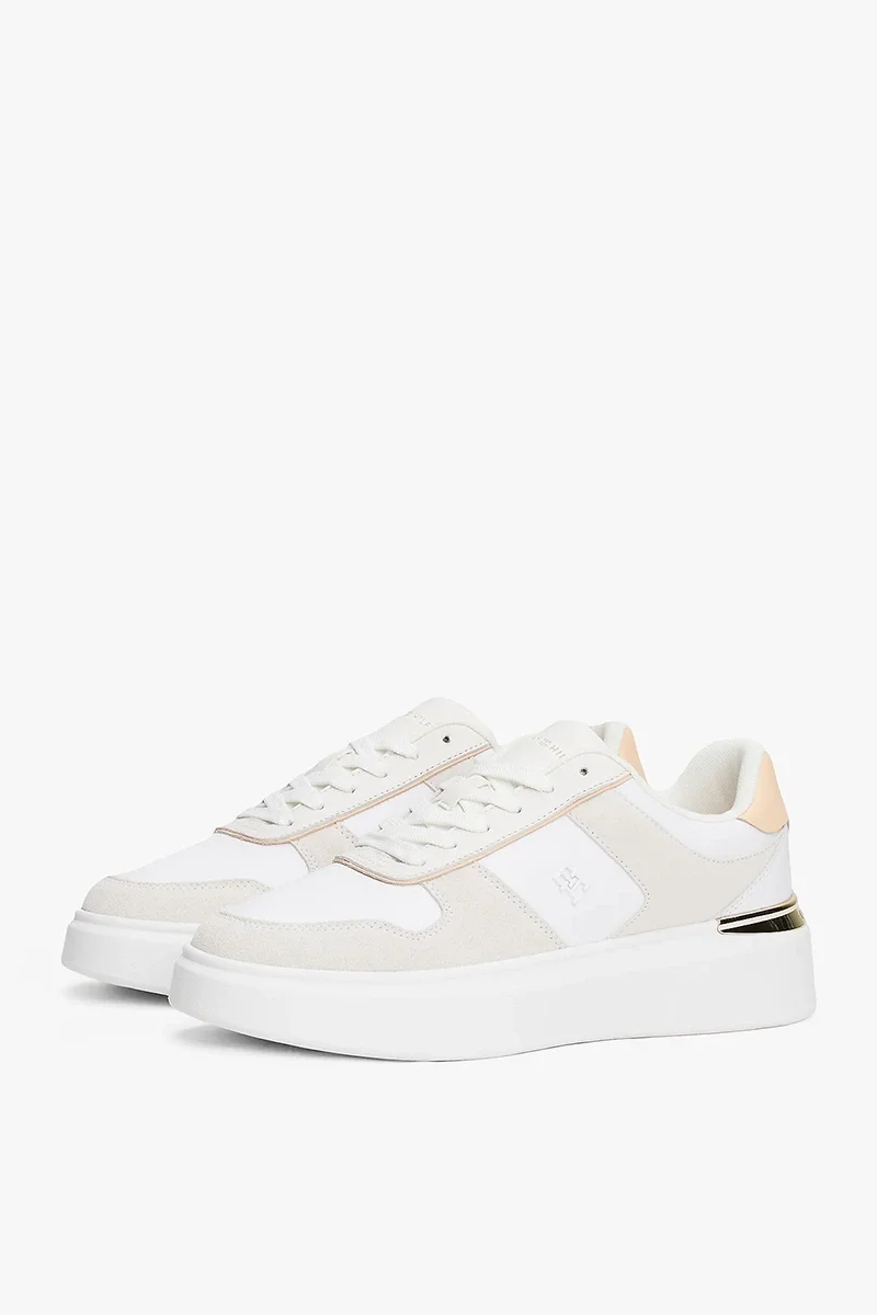 Tommy Hilfiger TH Moda Kort Tarzı Karışık Materyal Kadın Beyaz  Sneaker FW0FW086320JG