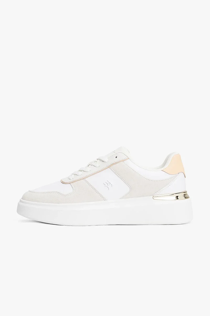 Tommy Hilfiger TH Moda Kort Tarzı Karışık Materyal Kadın Beyaz  Sneaker FW0FW086320JG