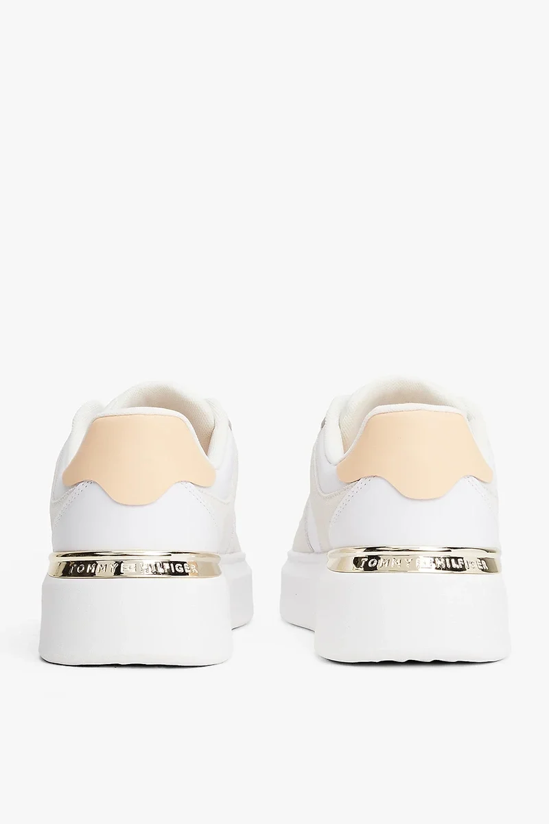 Tommy Hilfiger TH Moda Kort Tarzı Karışık Materyal Kadın Beyaz  Sneaker FW0FW086320JG