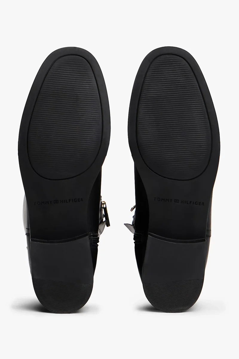 Tommy Hilfiger TH Tokalı Süvari Stili Uzun Deri Kadın Siyah Bot FW0FW08873BDS