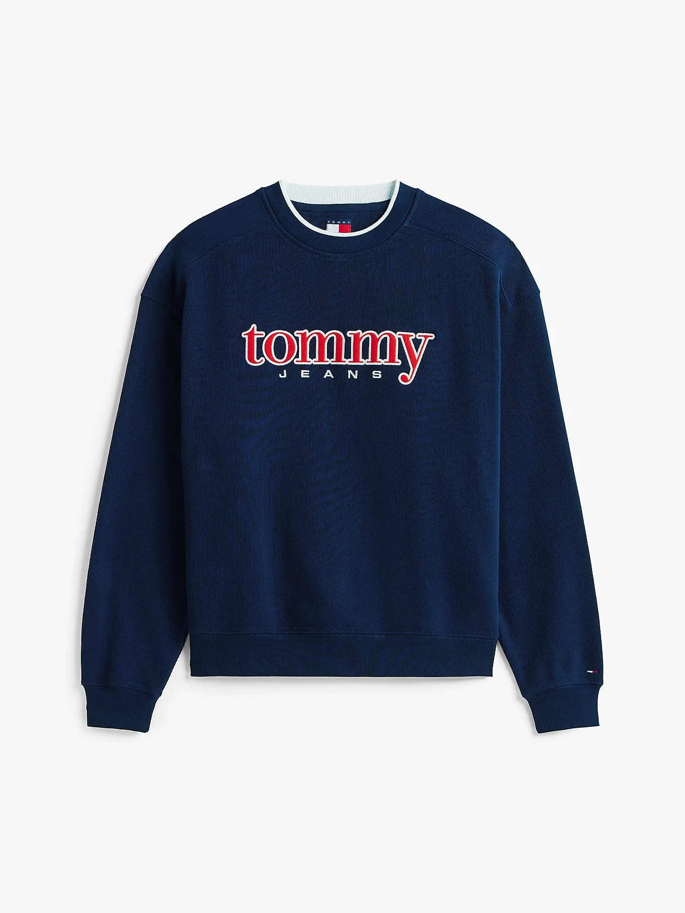 Tommy Hilfiger TJM 90lar Dokulu Grafik Baskılı Bisiklet Yaka Erkek Mavi Sweatshirt DM0DM22373C1G