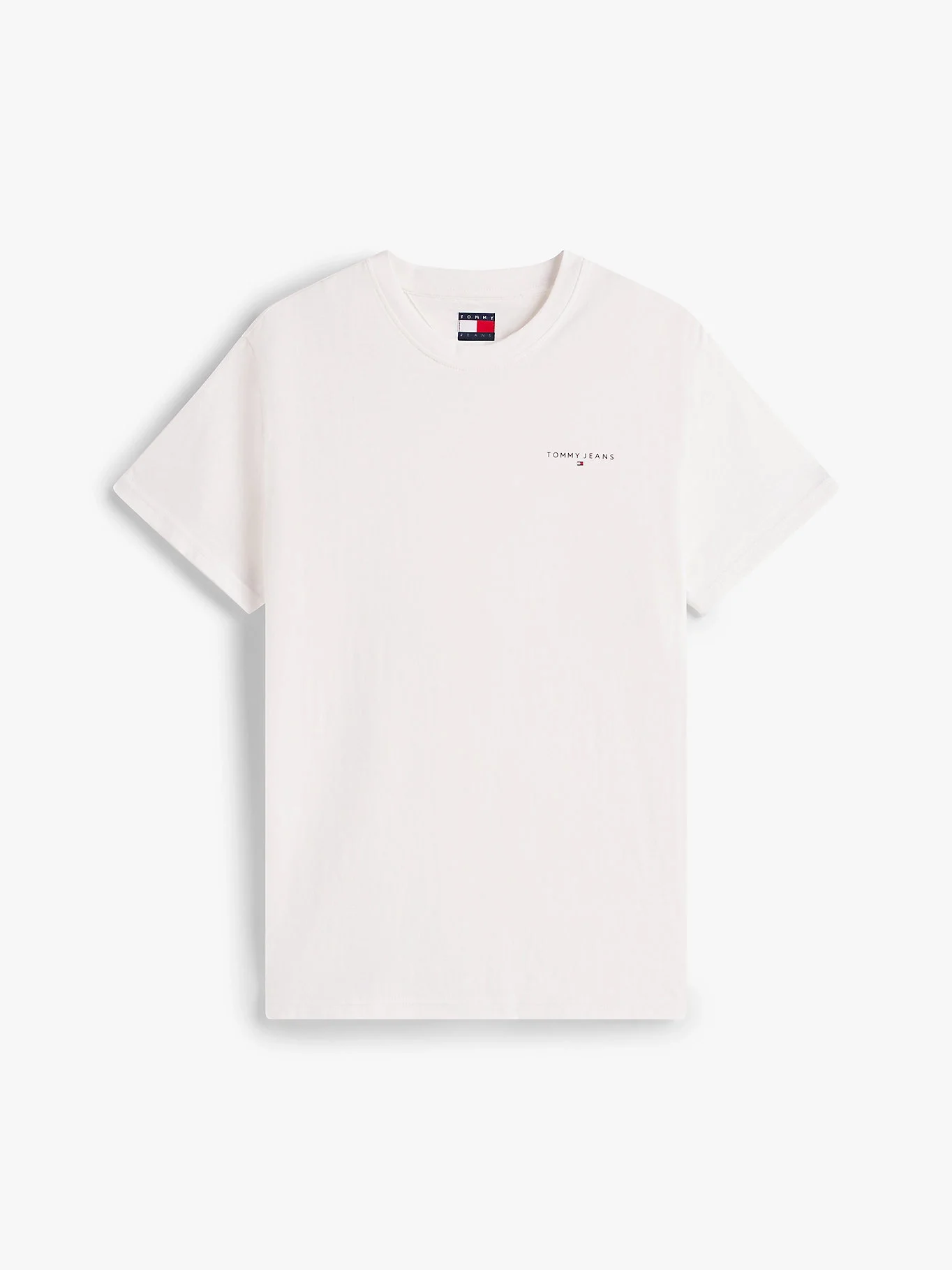 Tommy Hilfiger TJM Dar Kesim Göğüs Logolu Erkek Beyaz T-shirt DM0DM21780YBL