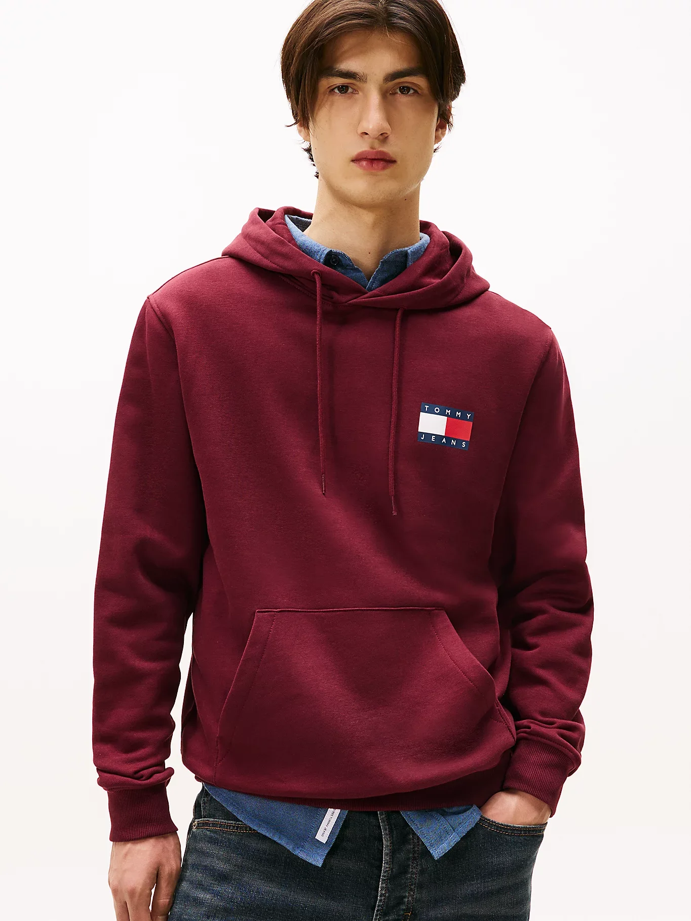 Tommy Hilfiger TJM Klasik Bayrak Desenli Normal Kesim Kapüşonlu Erkek Kırmızı  Sweatshirt DM0DM20738XIU