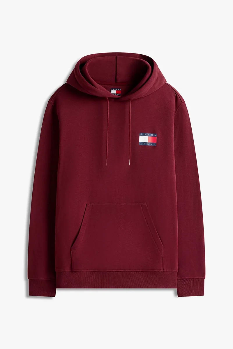 Tommy Hilfiger TJM Klasik Bayrak Desenli Normal Kesim Kapüşonlu Erkek Kırmızı  Sweatshirt DM0DM20738XIU