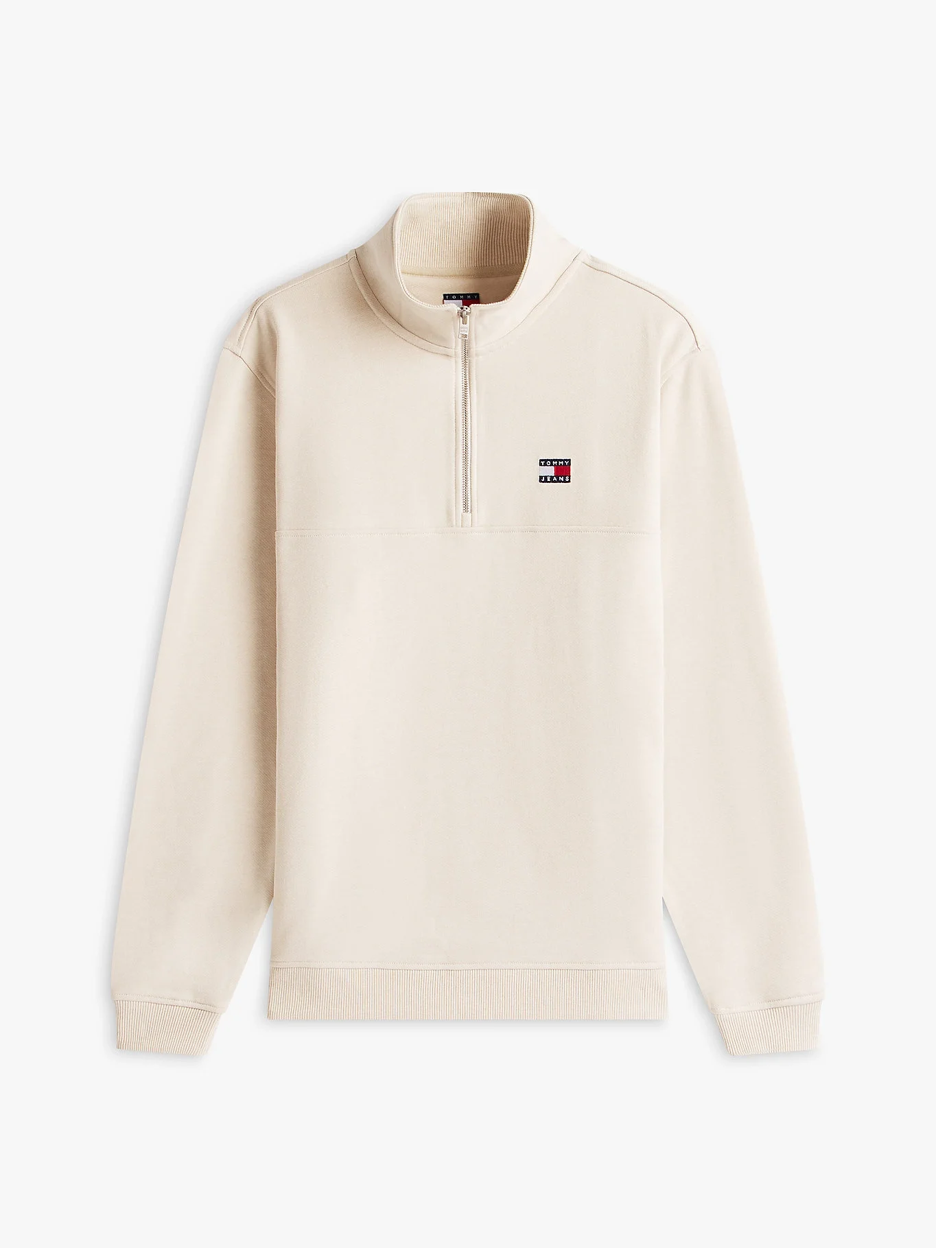 Tommy Hilfiger TJM Normal Kesim Armalı Yarım Fermuarlı Erkek Beyaz Sweatshirt DM0DM22344YBH