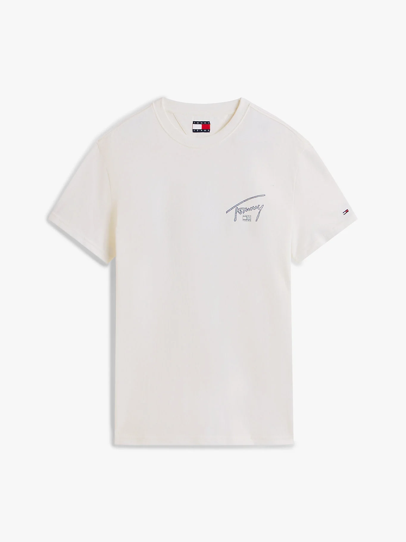 Tommy Hilfiger TJM Normal Kesim İmzalı Sırt Baskılı Erkek Beyaz T-shirt DM0DM22320YBL