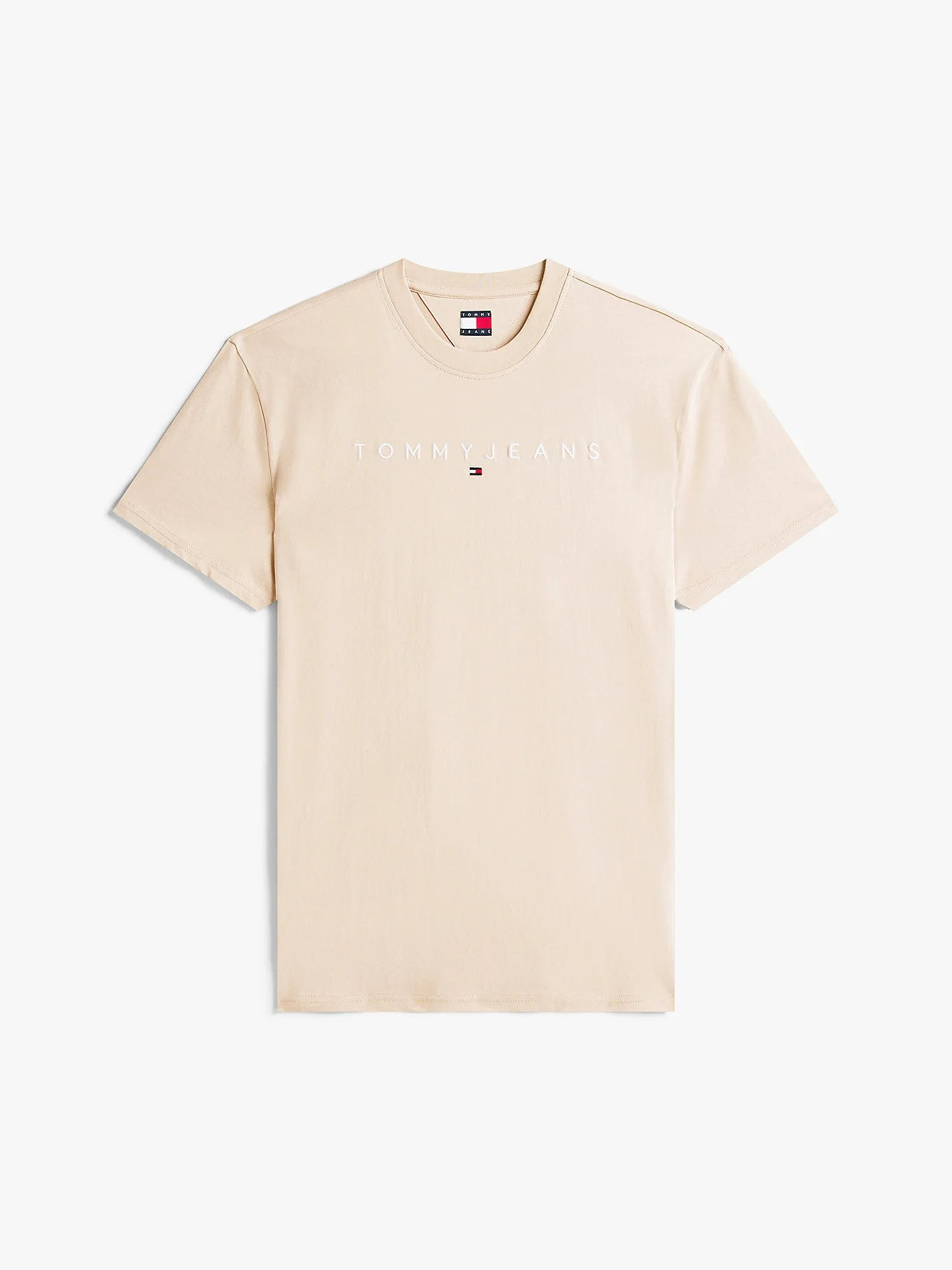 Tommy Hilfiger TJM Normal Kesim Lineer Logolu Erkek Bej T-shirt DM0DM20744ABY