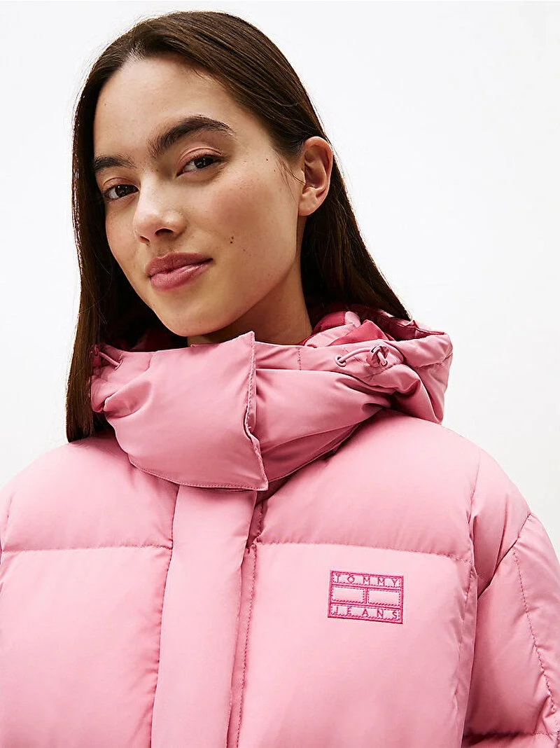 Tommy Hilfiger TJW Alaska Grid Kısa Kuş Tüyü Kadın Pembe  Mont  DW0DW21624THC