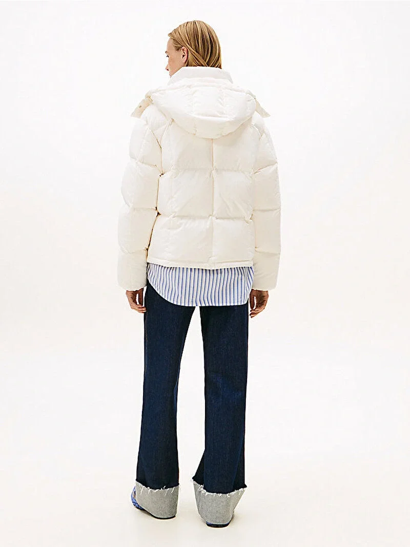 Tommy Hilfiger TJW Alaska Grid Kuş Tüyü Kadın Beyaz  Mont  DW0DW21623YBH