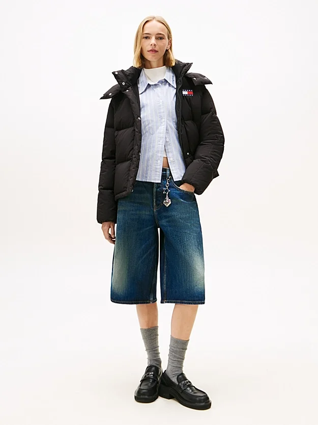 Tommy Hilfiger TJW Alaska Grid Kuş Tüyü Kadın Siyah Mont  DW0DW21623BDS