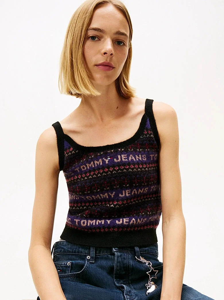 Tommy Hilfiger TJW Fairisle Desenli Kadın Siyah Bluz DW0DW21692BDS