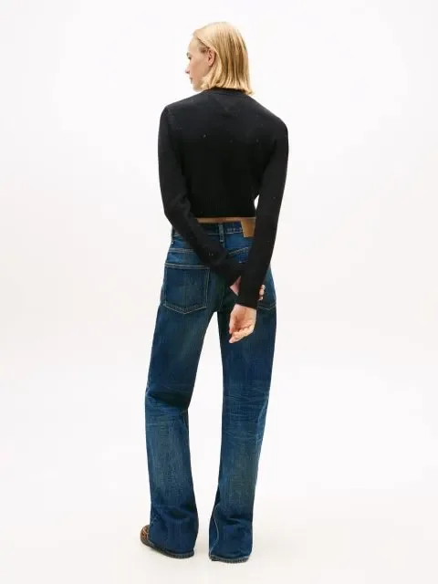 Tommy Hilfiger TJW Işıltılı Bayrak Desenli Kadın Siyah Kazak DW0DW21690BDS