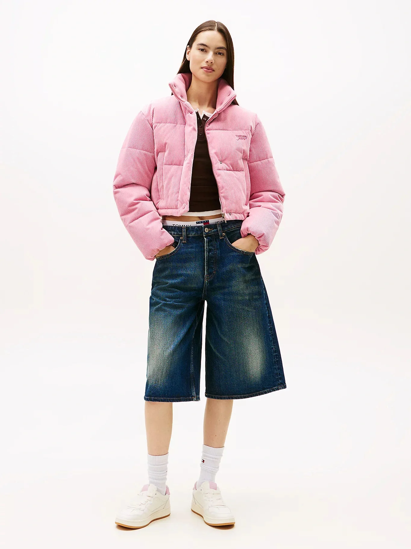 Tommy Hilfiger TJW Kadife Şişme Kadın Pembe  Mont DW0DW21658THC