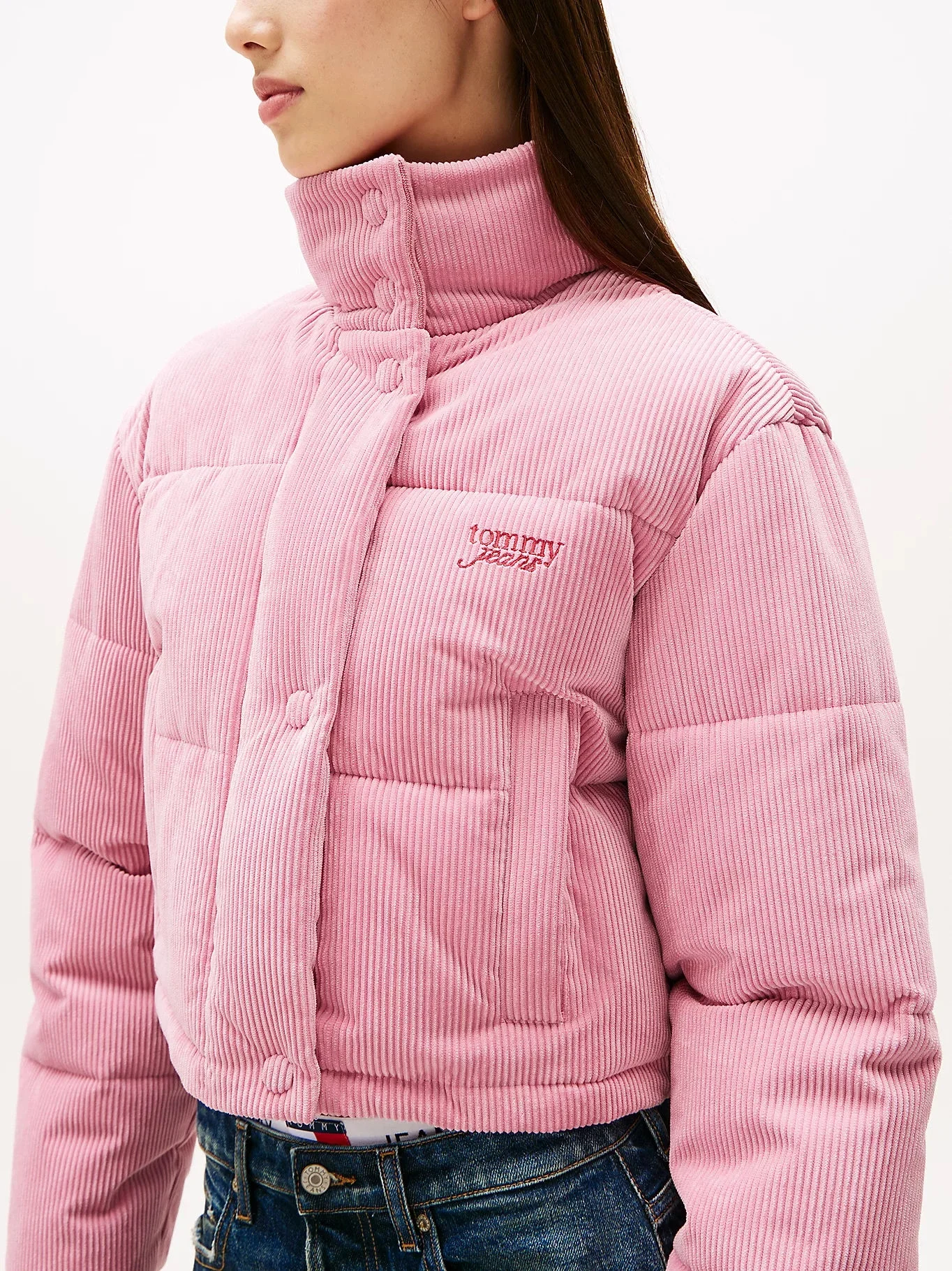 Tommy Hilfiger TJW Kadife Şişme Kadın Pembe  Mont DW0DW21658THC