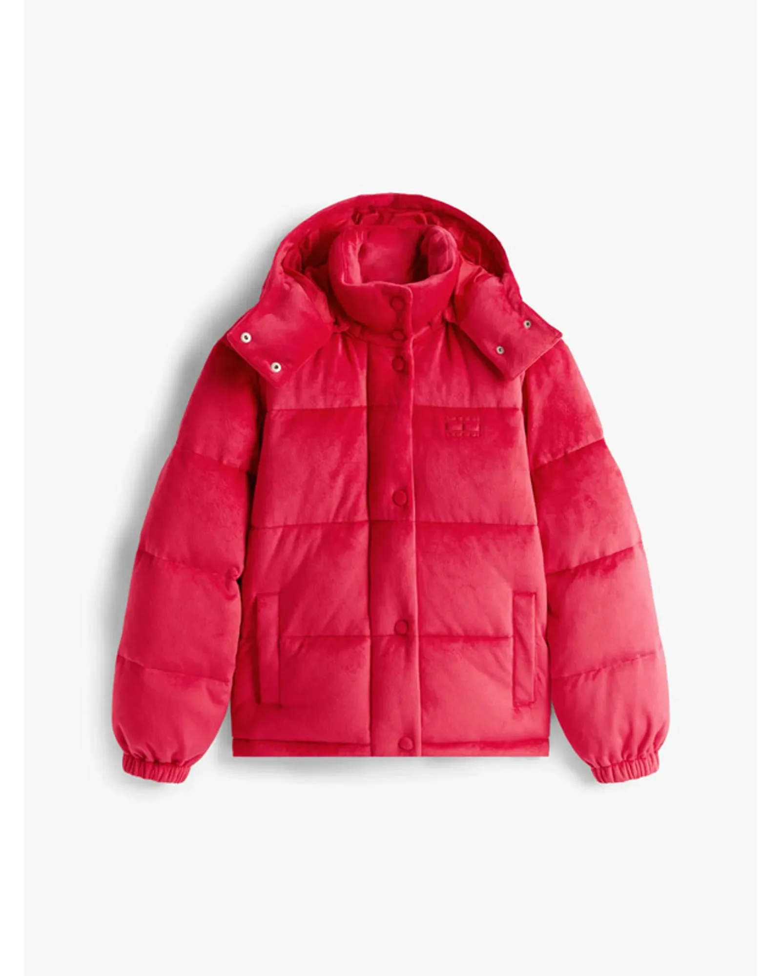 Tommy Hilfiger TJW Kapitone Kadife Şişme Kadın Kırmızı  Mont  DW0DW21668XJP