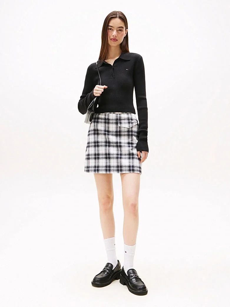 Tommy Hilfiger TJW Klasik Polo Uzun Kollu Kadın Siyah Kazak DW0DW21829BDS