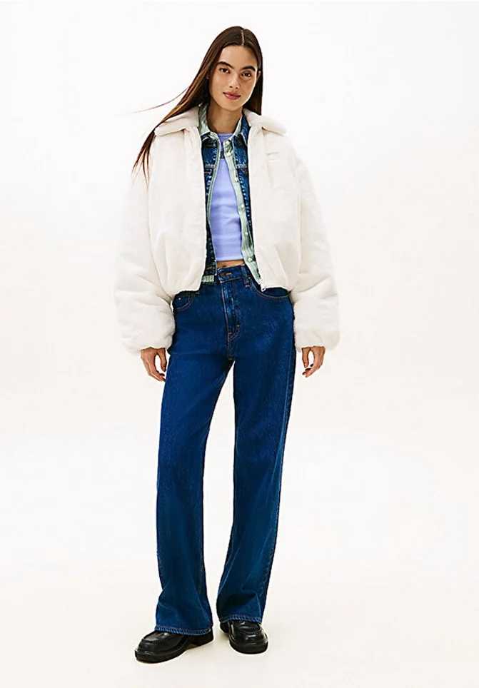 Tommy Hilfiger TJW Suni Kürk Kadın Beyaz  Mont DW0DW21669YBH