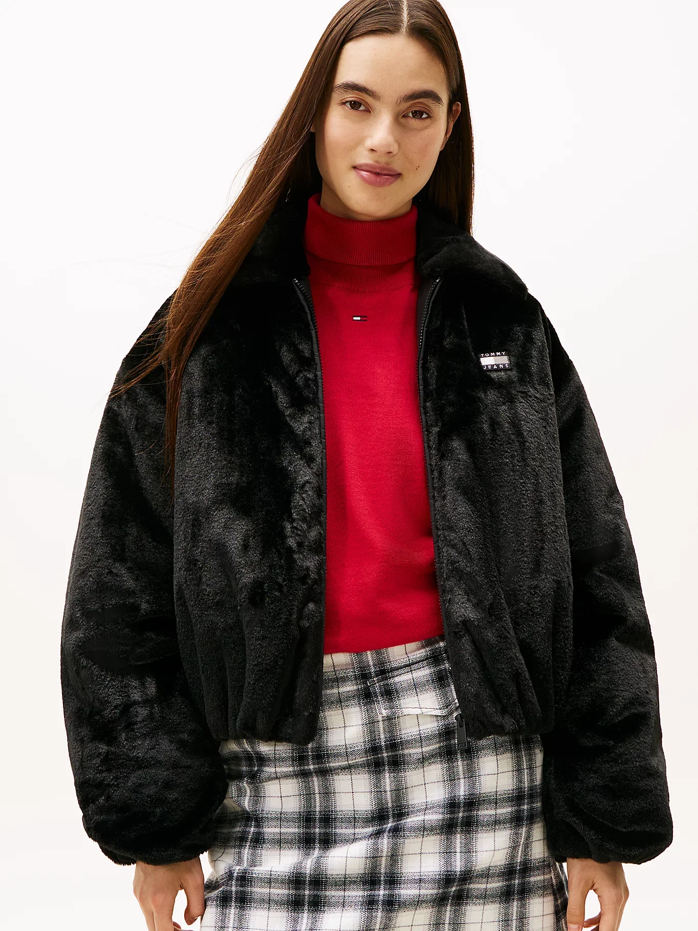 Tommy Hilfiger TJW Suni Kürk Kadın Siyah Ceket DW0DW21669BDS