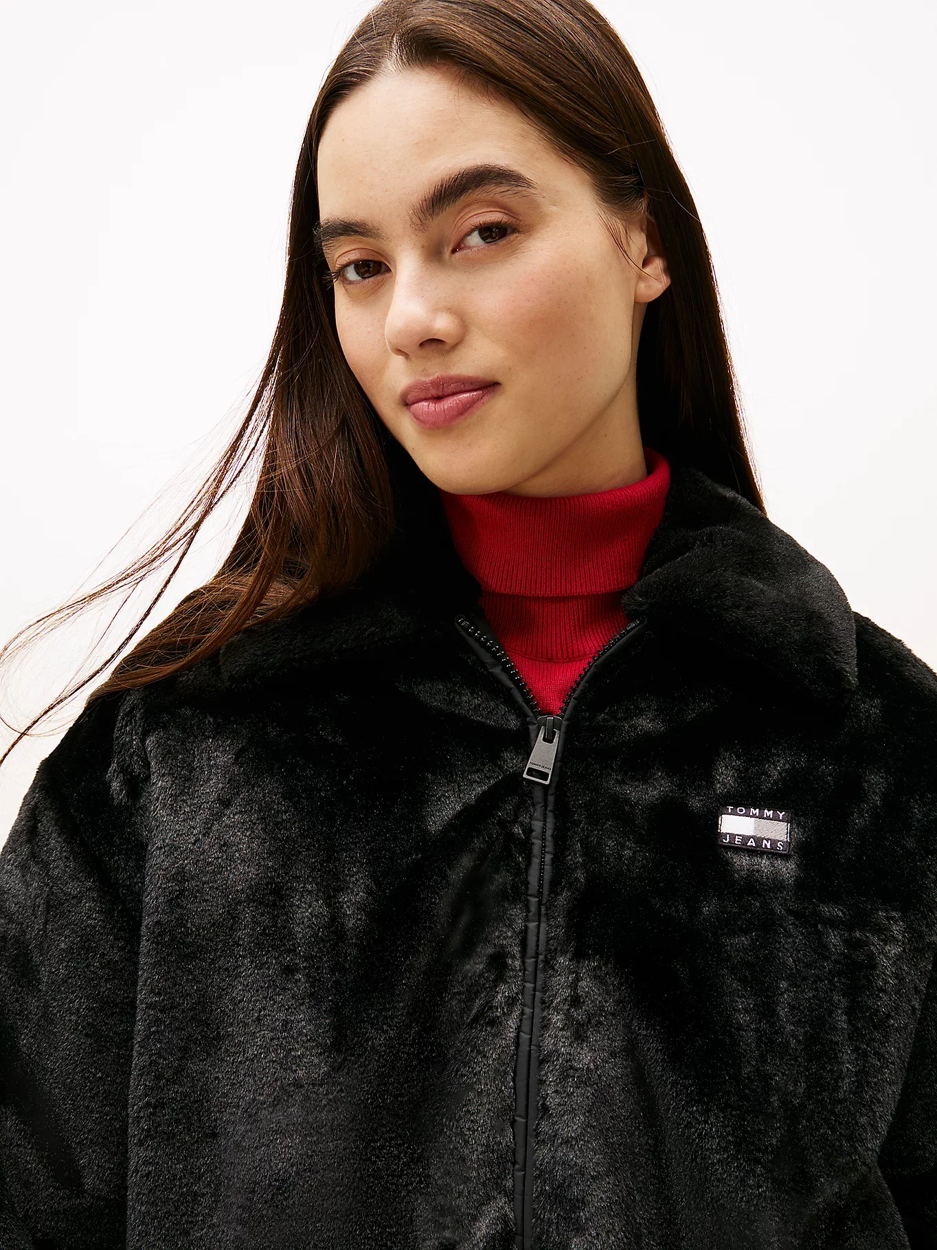 Tommy Hilfiger TJW Suni Kürk Kadın Siyah Ceket DW0DW21669BDS