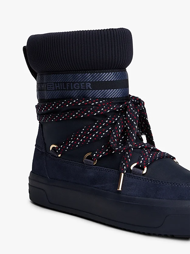 Tommy Hilfiger Tommytech İkonik Şeritli Sıcak Kar Kadın Mavi Bot FW0FW09163DW6