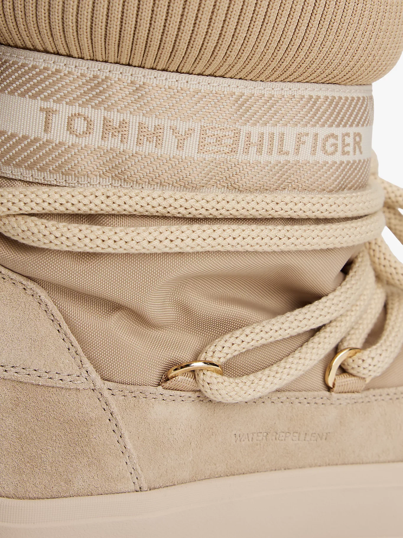Tommy Hilfiger Tommytech Logo Şeritli Sıcak Kar Kadın Bej Bot FW0FW08998ACC