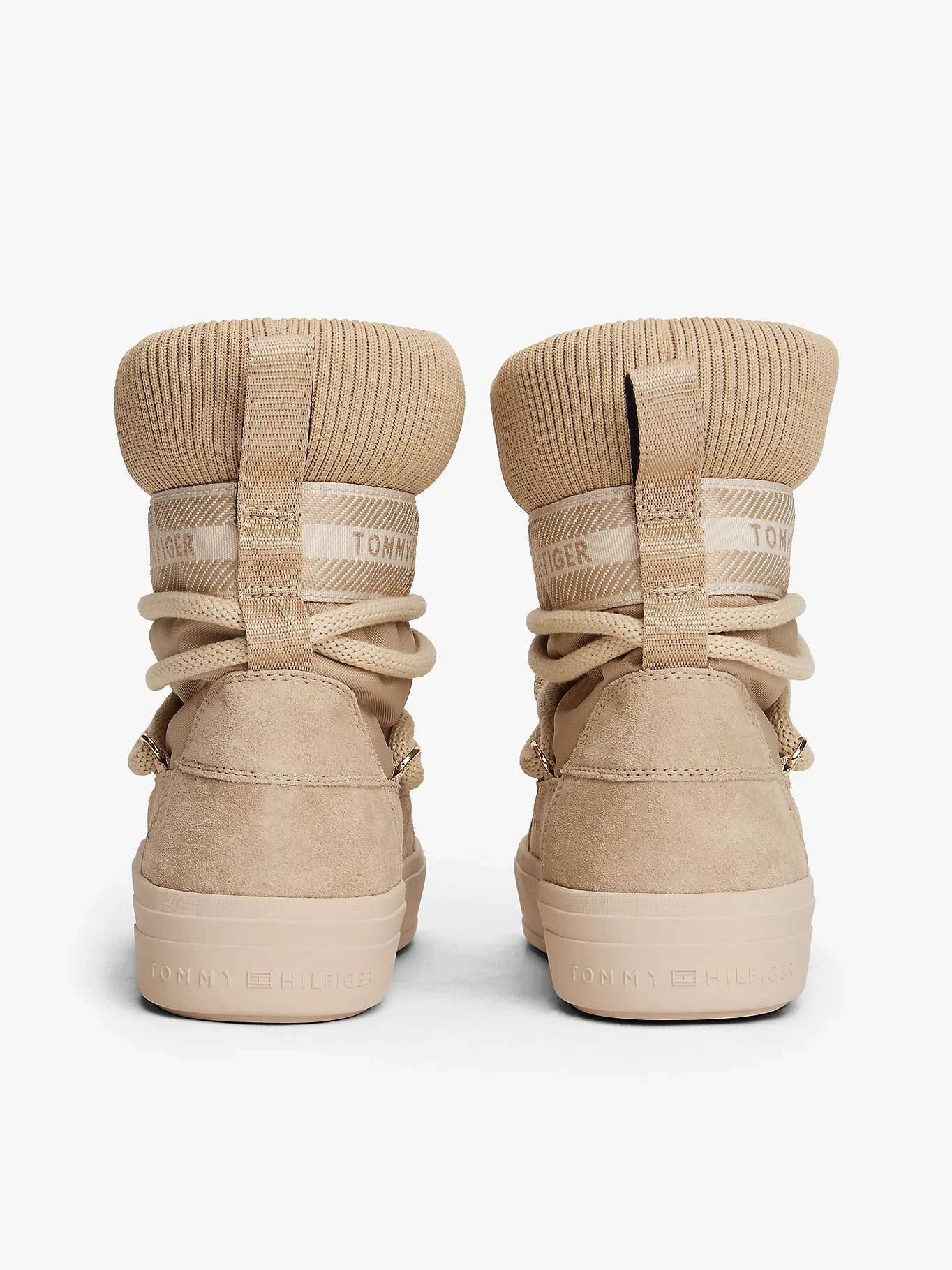 Tommy Hilfiger Tommytech Logo Şeritli Sıcak Kar Kadın Bej Bot FW0FW08998ACC