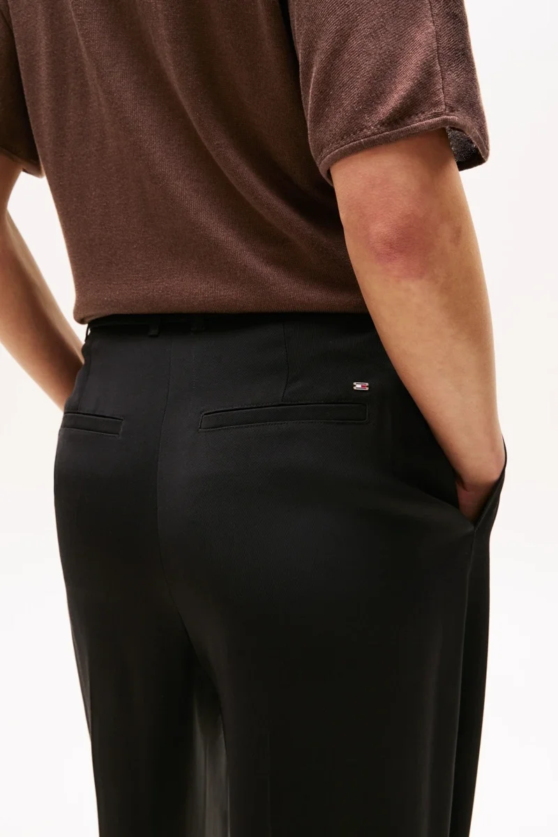 Tommy Hilfiger Viskon Twill Rahat Kesim Düz Paça Kadın Pantolon WW0WW46749BDS