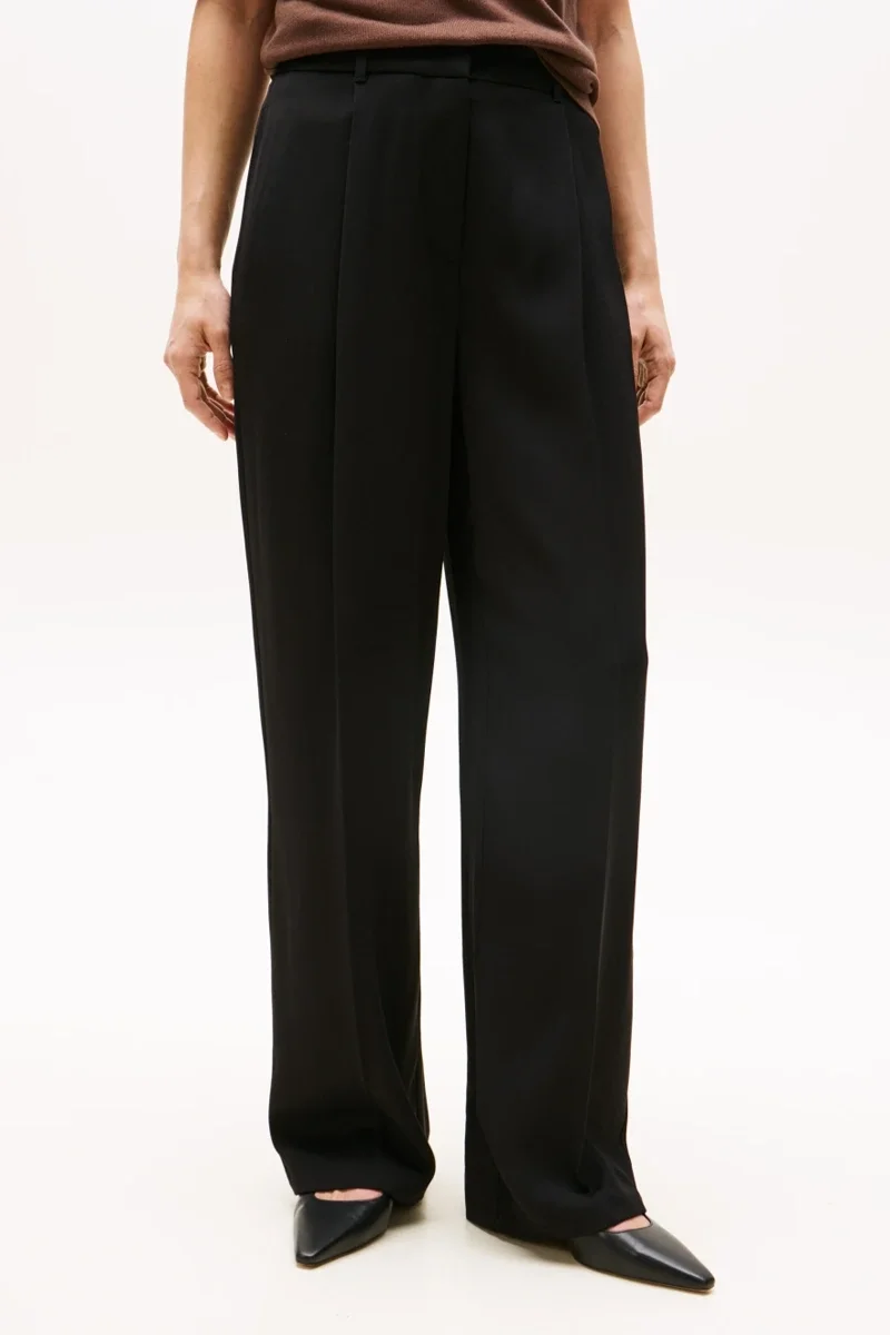 Tommy Hilfiger Viskon Twill Rahat Kesim Düz Paça Kadın Pantolon WW0WW46749BDS