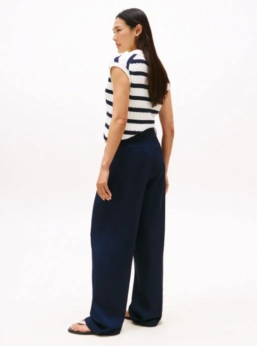 Tommy Hilfiger Viskon Twill Rahat Kesim Düz Paça Kadın Pantolon WW0WW46749C1G