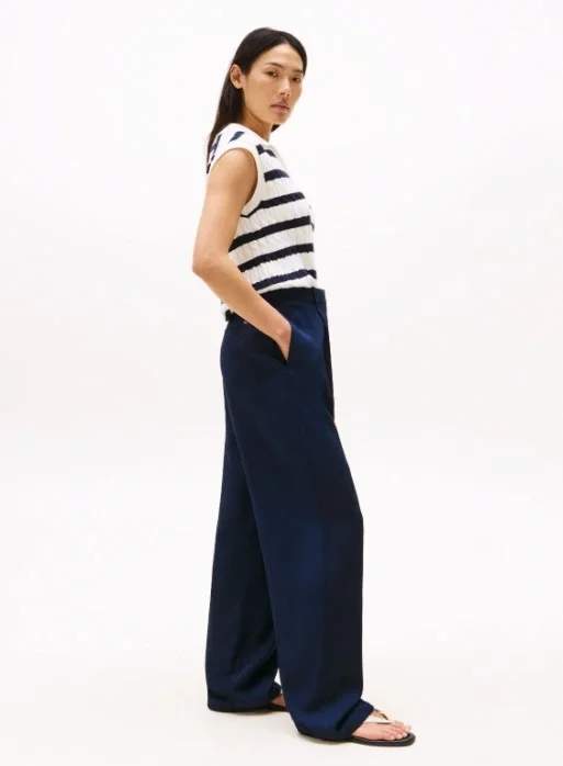 Tommy Hilfiger Viskon Twill Rahat Kesim Düz Paça Kadın Pantolon WW0WW46749C1G