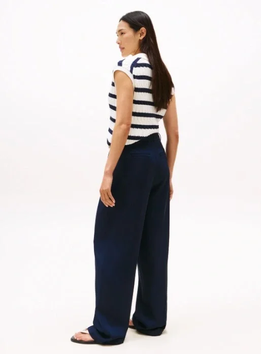 Tommy Hilfiger Viskon Twill Rahat Kesim Düz Paça Kadın Pantolon WW0WW46749C1G