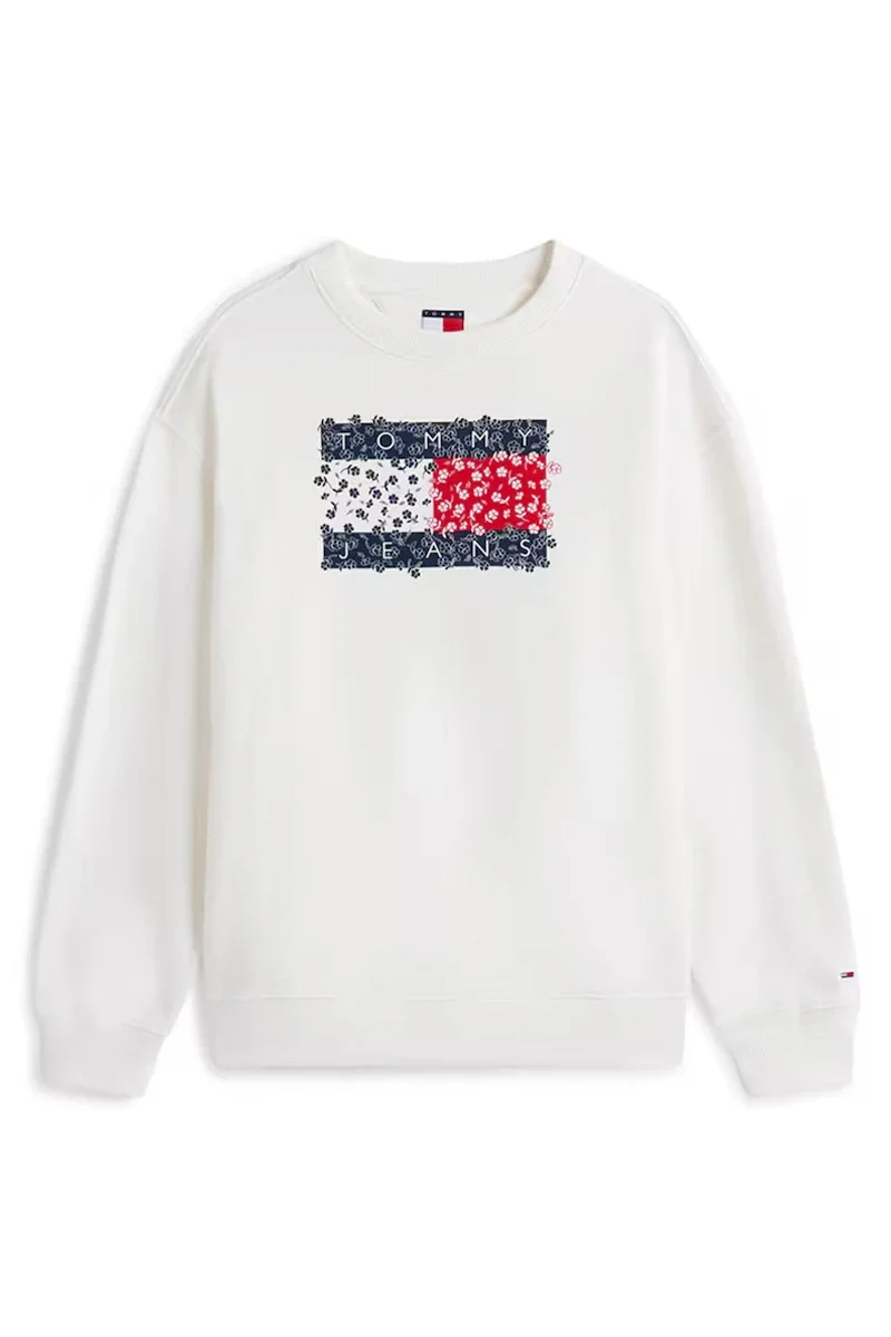 Tommy Hilfiger Floral Flag Kadın Beyaz Kazak  DW0DW20933YBL