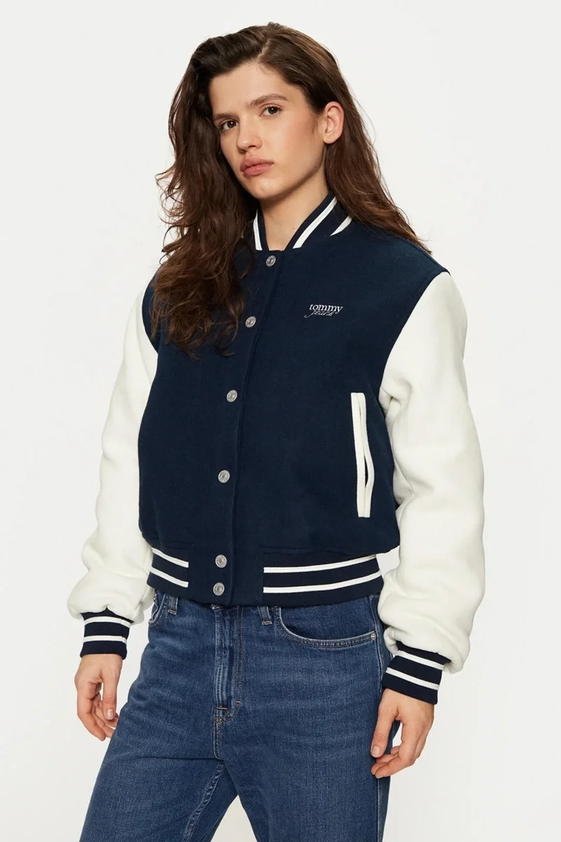 Tommy Hilfiger TJW WOOL VARSITY JACKET EXT Kadın lacivert Ceket DW0DW19320C1G
