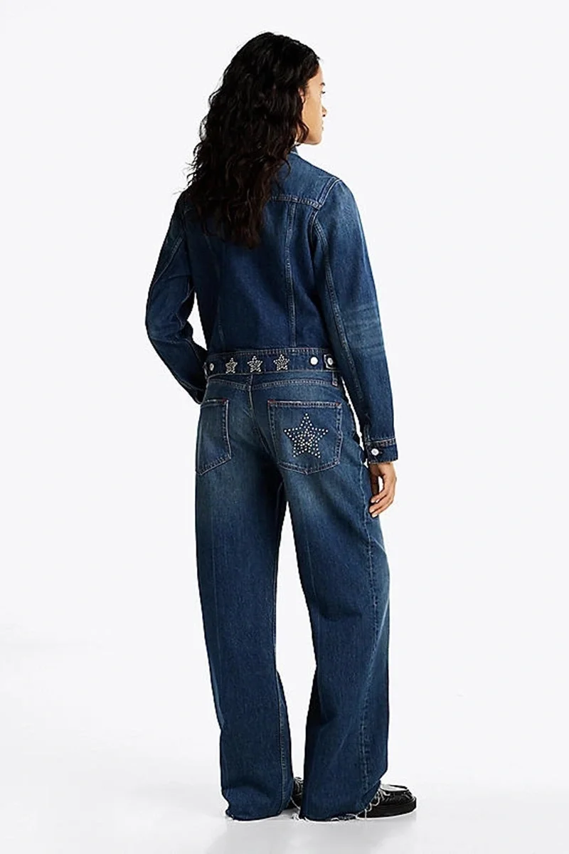 Tommy Hilfiger STUDDED DNM TRCKER JCKT AI9057 Kadın mavi Ceket DW0DW198681BK