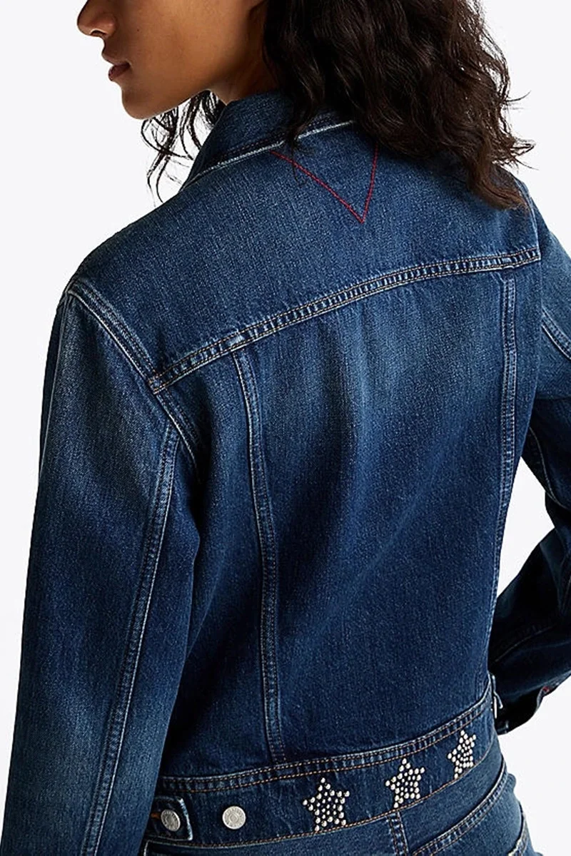 Tommy Hilfiger STUDDED DNM TRCKER JCKT AI9057 Kadın mavi Ceket DW0DW198681BK