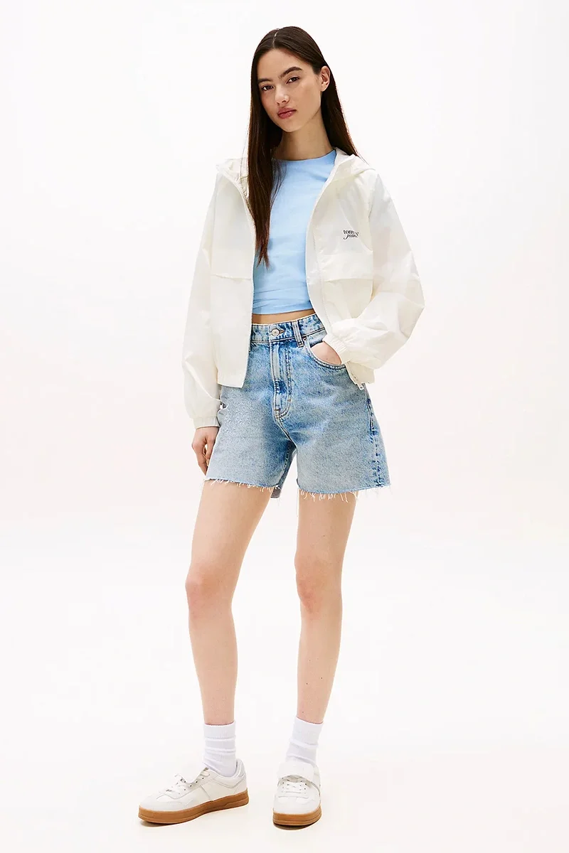 Tommy Hilfiger Script Kadın Beyaz Yağmurluk DW0DW20952YBL