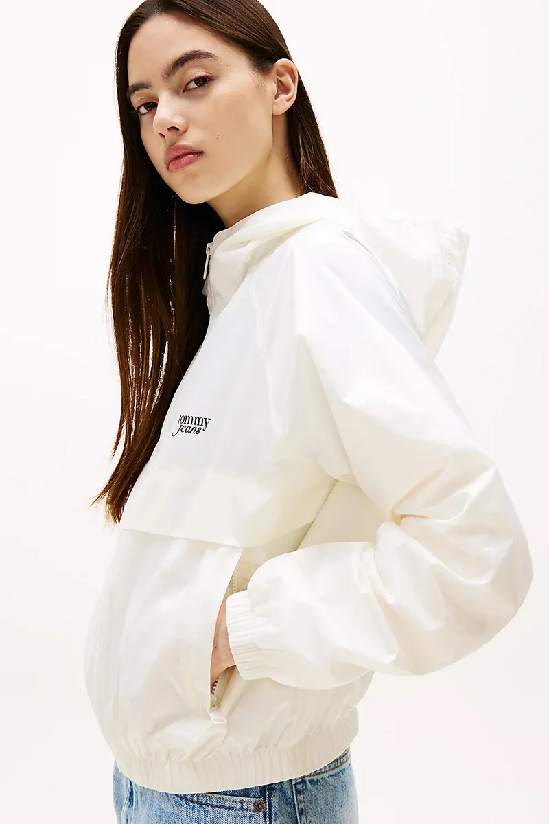 Tommy Hilfiger Script Kadın Beyaz Yağmurluk DW0DW20952YBL