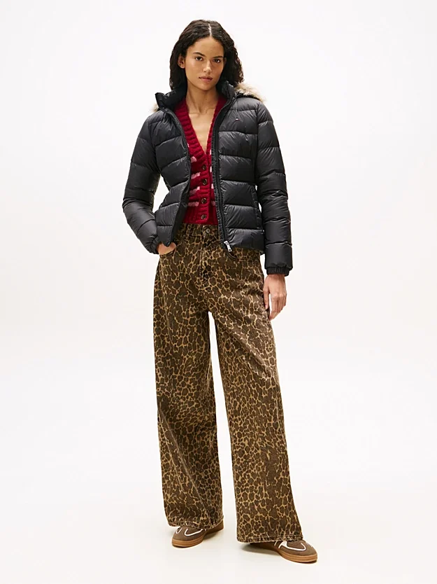 Tommy Hilfiger TJW Basic Kapüşonlu Kuş Tüyü Kadın Siyah  Mont  DW0DW18312BDS