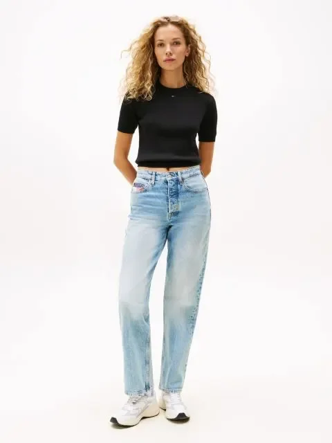 Tommy Hilfiger TJW ESSENTIAL SS SWEATER Kadın Siyah Kazak DW0DW19336BDS