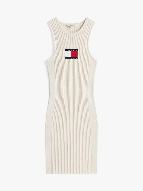 Tommy Hilfiger TJW FLAG SWEATER MINI DRESS EXT Kadın Beyaz Elbise DW0DW20877YBL
