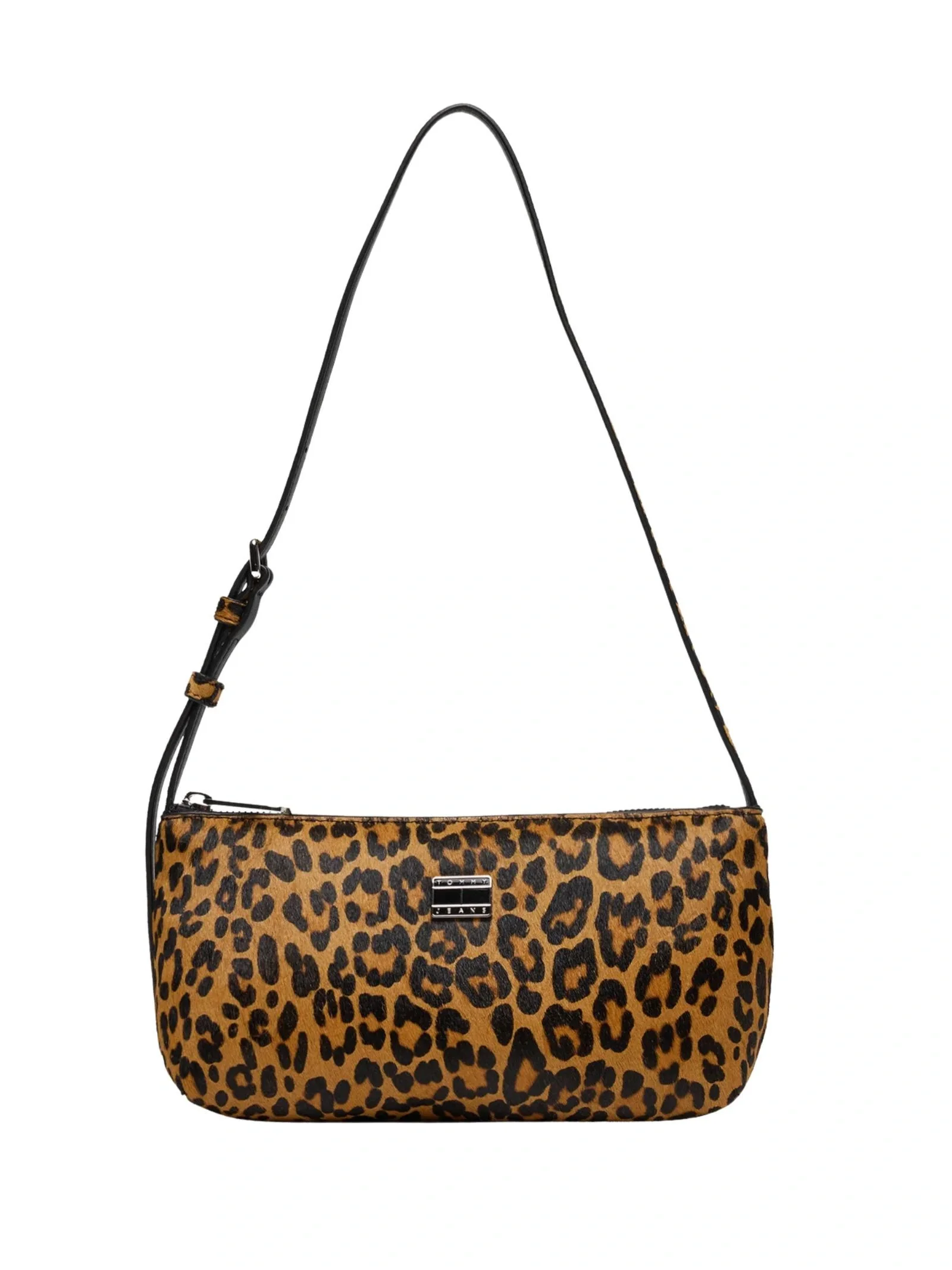 Tommy Hilfiger TJW Must Leopar Desenli Omuz Kadın Siyah Omuz Çantası AW0AW1800801R
