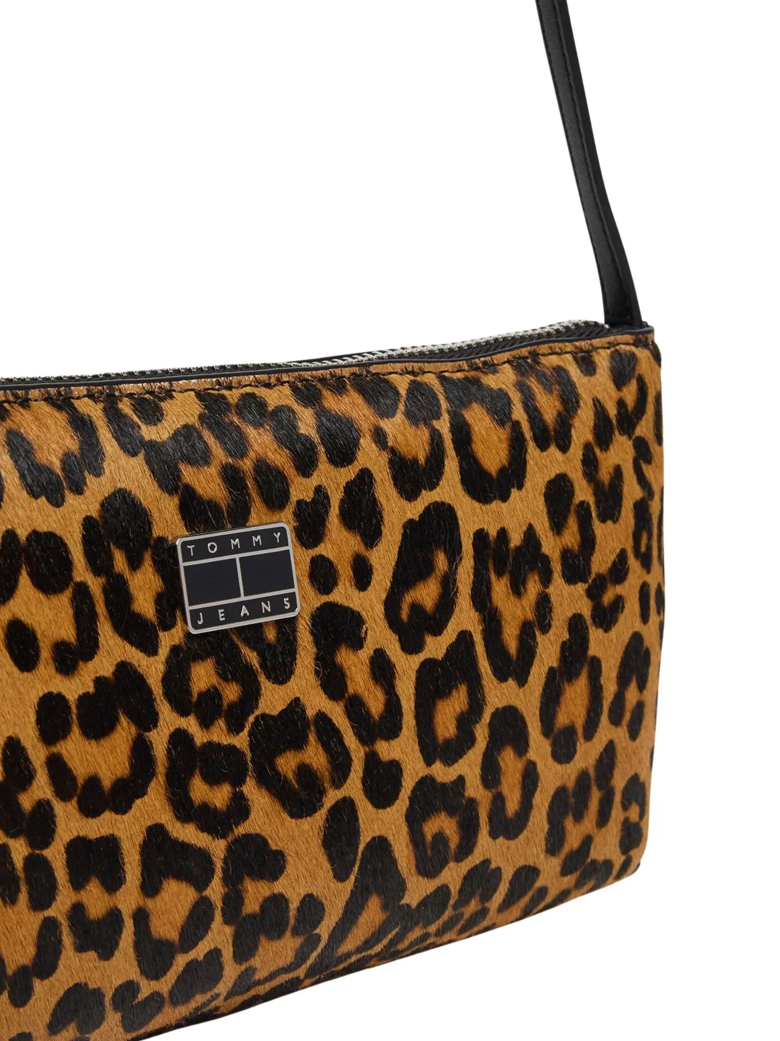 Tommy Hilfiger TJW Must Leopar Desenli Omuz Kadın Siyah Omuz Çantası AW0AW1800801R