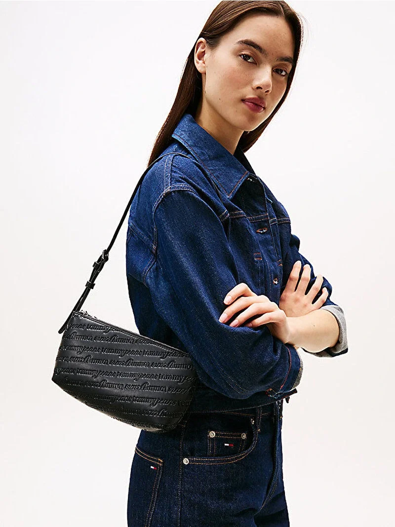 Tommy Hilfiger TJW Must Tamamı Baskılı Omuz Kadın Siyah Omuz Çantası AW0AW17867BDS